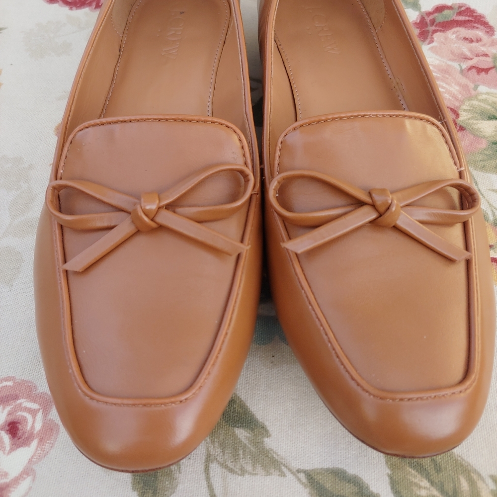 J. Crew Factory Women's Tan Loafers With Bow Detail Size 8.5 - Picture 14 of 16
